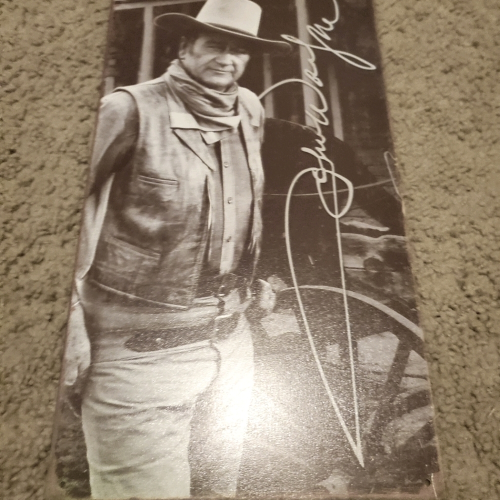 John Wayne Signed Metal Hanging Photo Frame